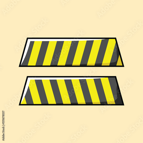 Yellow Black Traffic Road Barrier Simple Vibrant Vector
