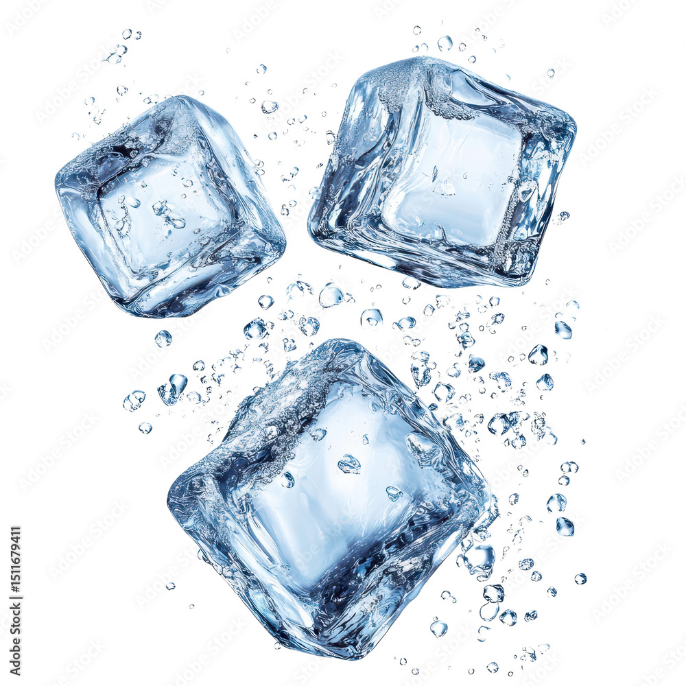 Obraz premium Ice cubes isolated on transparent background