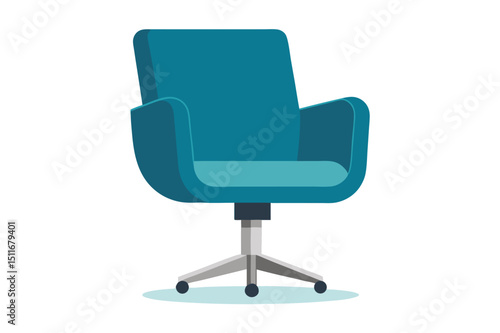 Contemporary office chair with chrome base in modern ergonomic design vector art illustration