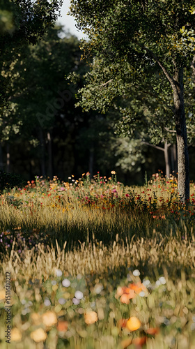 Wallpaper Mural Colorful Wildflowers In A Meadow With Trees Torontodigital.ca
