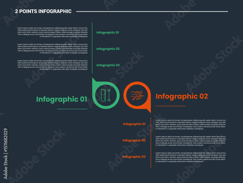 comparison choice infographic process diagram with outline circle arrow edge opposite direction with outline style vector