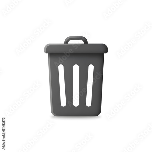 Dark Grey Trash Can Icon.