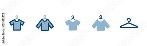 ハンガーにかかった洋服のアイコンイラストセット