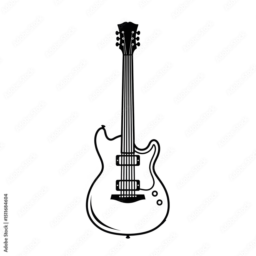 Naklejka premium Electric Guitar Line Art.
