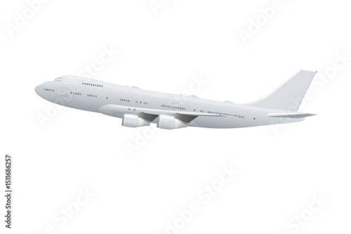  Avion de ligne navigant sur fond blanc