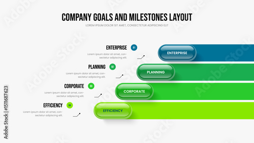 Corporate Introduction Four Element Diagram Slide Template. Investor Insight Presentation Layout Vector Illustration. Project Growth 4 Step Infographic Slideshow Design.