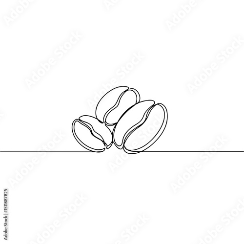 Coffee beans, aromatic and rich, minimalist line art, beverage ingredient