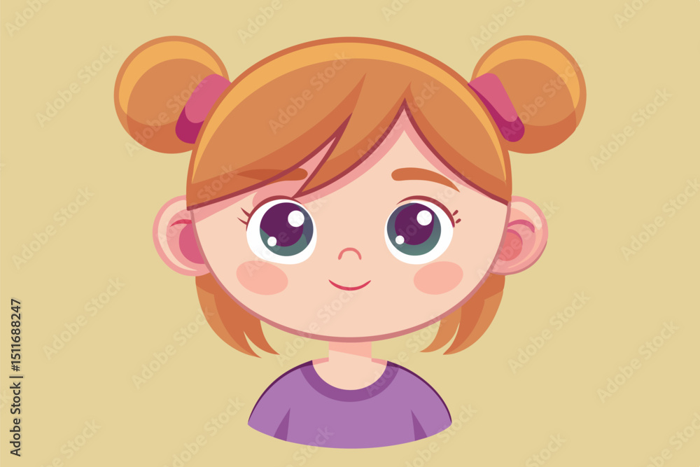 Cute cartoon girl with joyful expression and vibrant hair on a simple background Cute cartoon girl with joyful expression and vibrant hair on a simple background