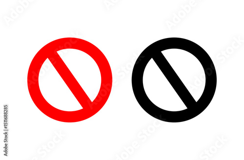 Two universal prohibition symbols: a red circle with a diagonal line and a black circle with a diagonal line.