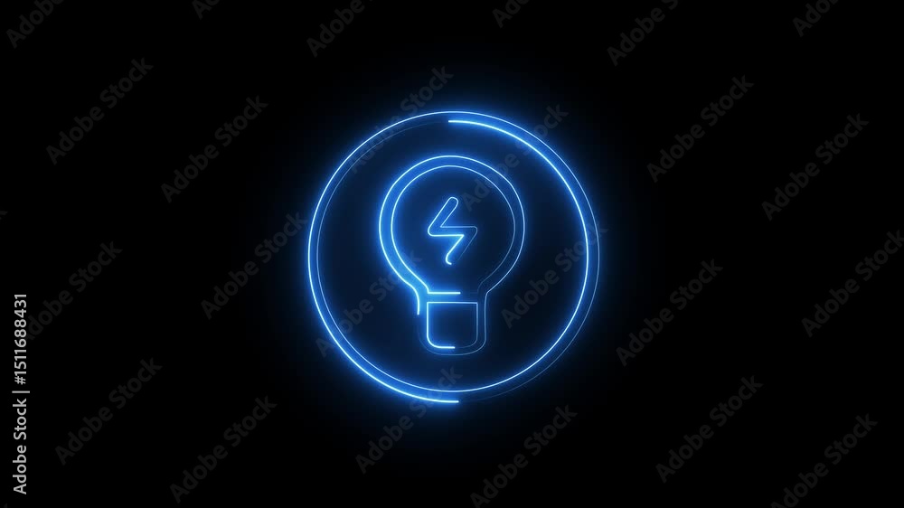 Glowing neon line Creative lamp light idea icon isolated on black background. Light Bulb With Lightning Symbol Icon Isolated. Switching on, Warm light over. 4K Video motion graphic animation. Glowing neon line Creative lamp light idea icon isolated on black background. Light Bulb With Lightning Symbol Icon Isolated. Switching on, Warm light over. 4K Video motion graphic animation.