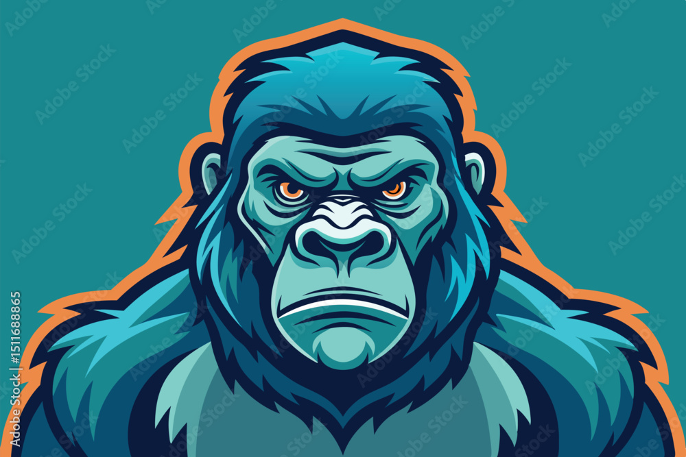 Obraz premium Vibrant gorilla illustration showcasing strength and power in a bold color palette