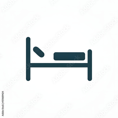 Minimal bed icon for sleep, vector on white background.