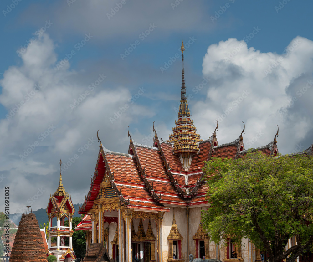 Fototapeta premium The elaborate architecture of the Wat Chalong Temples, Phuket, Thailand