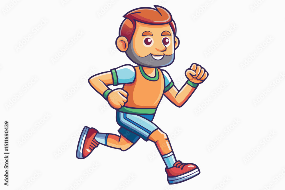 Cheerful man jogging outdoors in a park during bright daytime, promoting fitness and health Cheerful man jogging outdoors in a park during bright daytime, promoting fitness and health