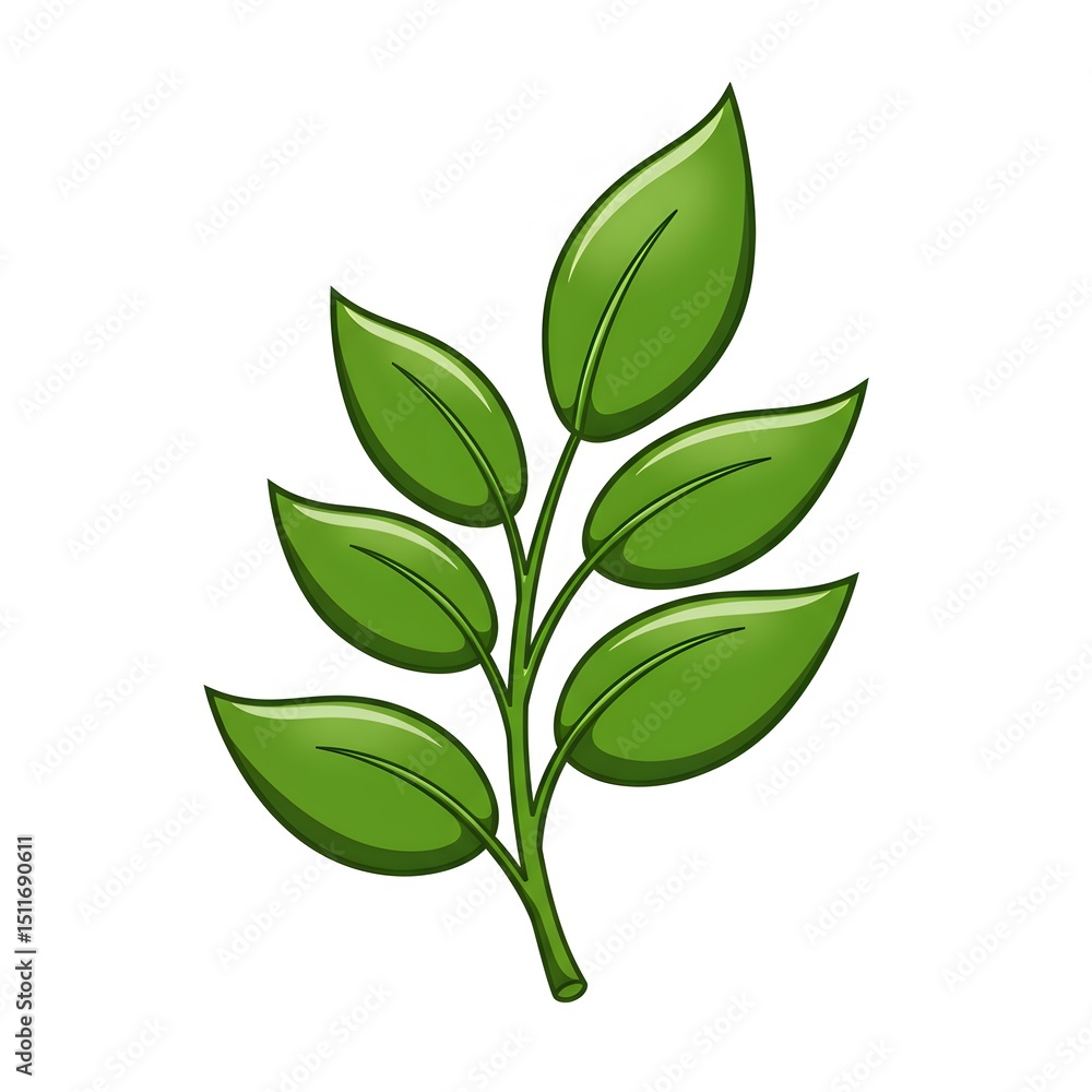 Fototapeta premium Green Leaf Sprig Illustration.