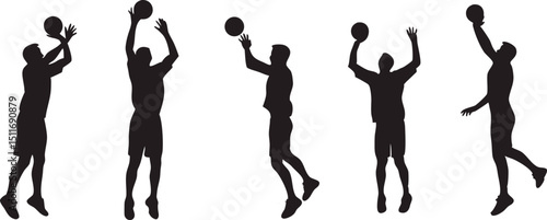 Basketball Player Silhouettes Action Sequence for Sports Branding Design