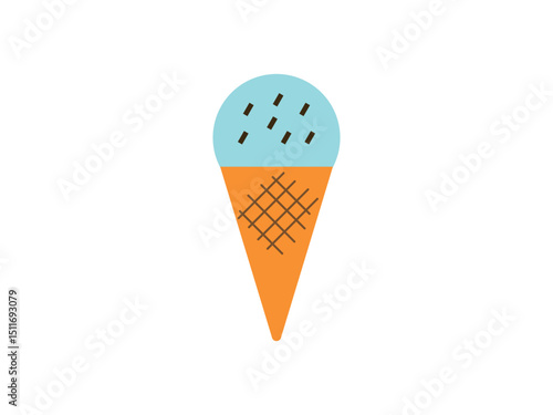 コーンアイス（チョコミント）のアイコンのイラスト