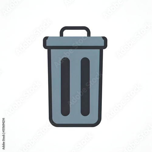 Minimal trash can icon, vector art, white background.
