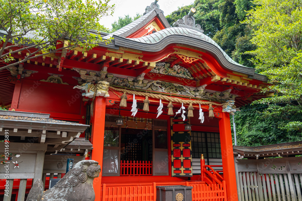 Main hall of Enoshima-Shrine Nakatsunomiya in Enoshima island, Japan Main hall of Enoshima-Shrine Nakatsunomiya in Enoshima island, Japan