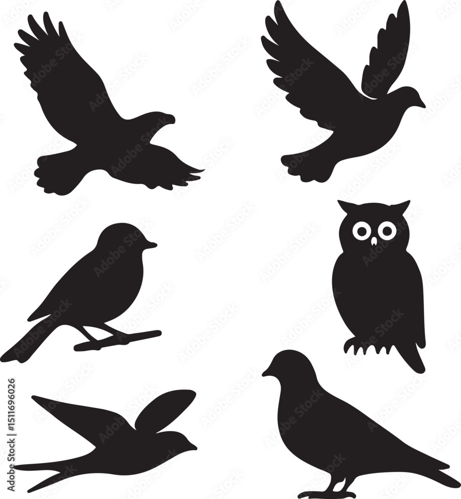 Obraz premium vector silhouettes of birds