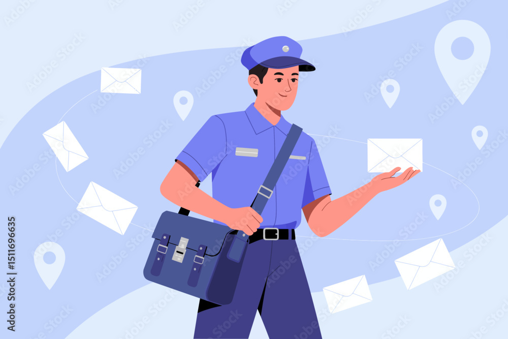 Mailman with Envelopes and Postbox Mailman with Envelopes and Postbox