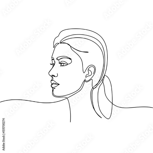 Outline of a woman's profile with a ponytail, beauty and elegance concept