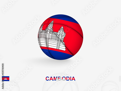 Cambodia Basketball Concept with National Flag Design.