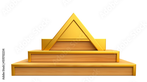 Golden Pyramid Display Stand, 3D Gold Award Podium, Modern Triangular Trophy Base, Pyramid Podium, Triangular Display Platform, Geometric Stand,  Prize Podium

