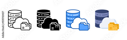 Database file icon set bundle. Multi style icon collection perfect for websites, apps, and presentations. Simple vector icon collection