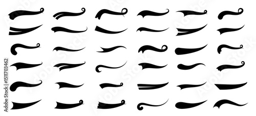 Baseball swoosh. Sports swash underline shapes set in retro style. Creative black swooshes for dynamic design elements suitable for sports branding and marketing materials.