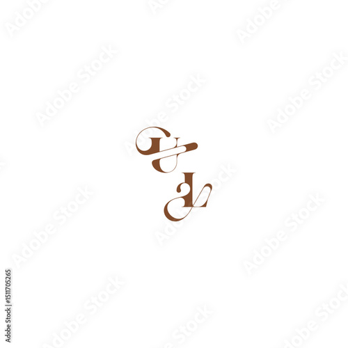 wedding logo concept UL bold and hairline initial letter elegant curve monogram