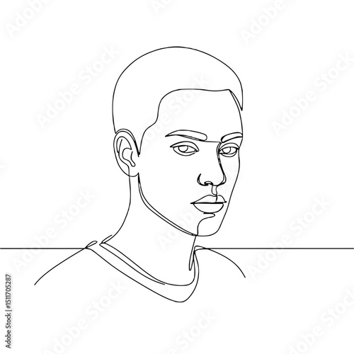 Outline of a young man's portrait representing identity and self-expression concept