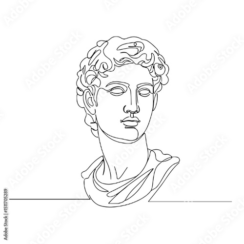 Outline of a classical sculpture bust representing art and beauty concept
