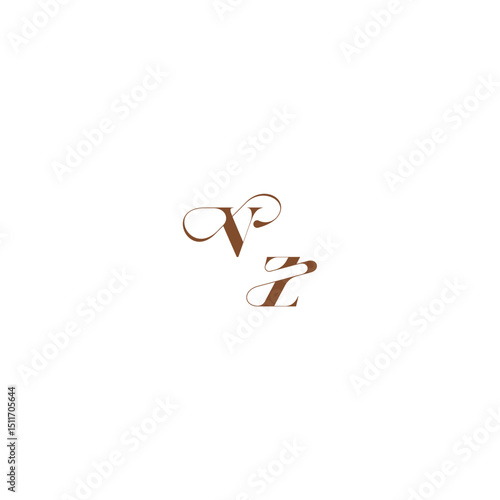 wedding logo concept VZ bold and hairline initial letter elegant curve monogram