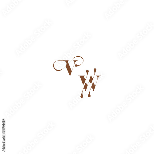 wedding logo concept VW bold and hairline initial letter elegant curve monogram