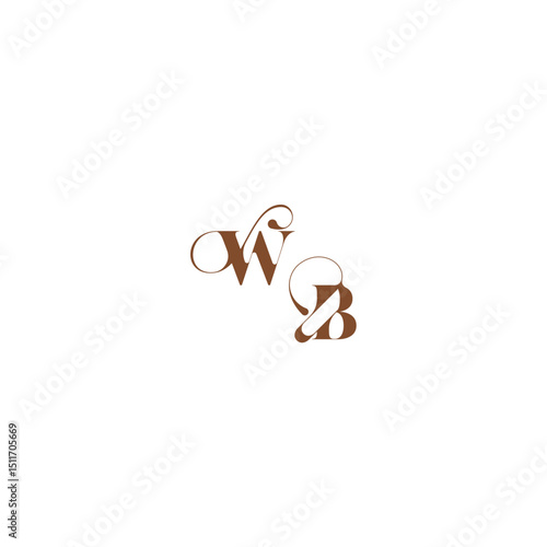 wedding logo concept WB bold and hairline initial letter elegant curve monogram