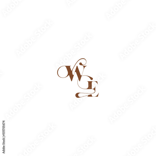 wedding logo concept WE bold and hairline initial letter elegant curve monogram