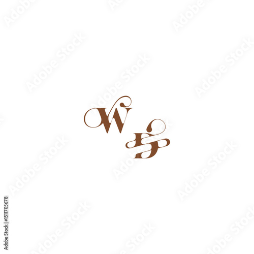 wedding logo concept WD bold and hairline initial letter elegant curve monogram