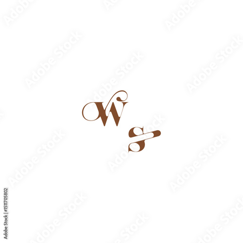 wedding logo concept WS bold and hairline initial letter elegant curve monogram