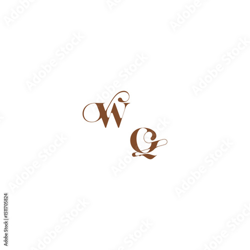 wedding logo concept WQ bold and hairline initial letter elegant curve monogram