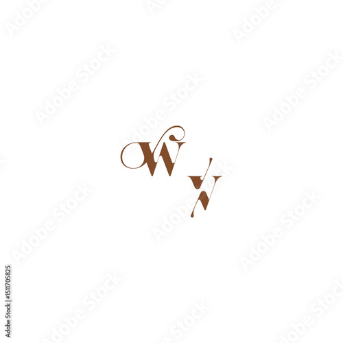 wedding logo concept WV bold and hairline initial letter elegant curve monogram