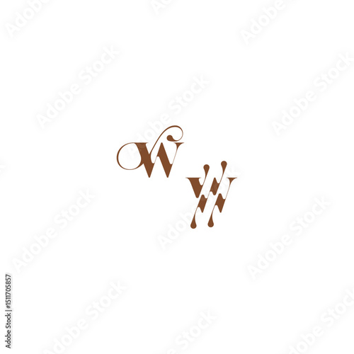 wedding logo concept WW bold and hairline initial letter elegant curve monogram