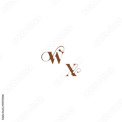 wedding logo concept WX bold and hairline initial letter elegant curve monogram