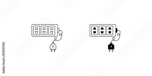 extension cord set icon with white background vector stock illustration