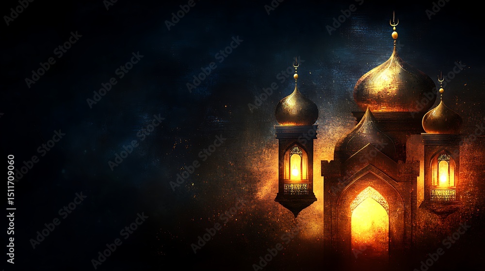 Fototapeta premium Illuminated mosque at night