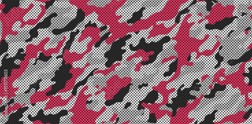 Trendy Red camouflage, military pattern with grid. Camouflage seamless pattern for army