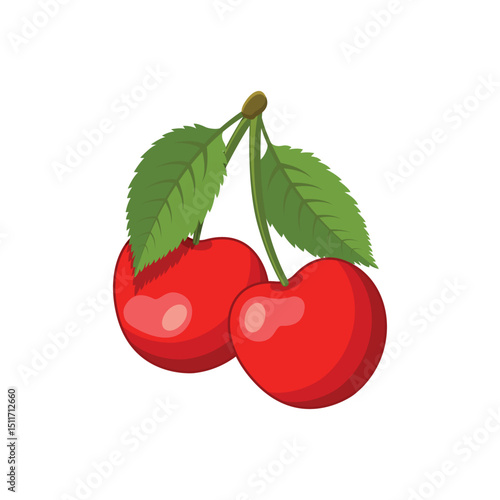 Cherry berry icon in flat style. Fresh fruit vector illustration on isolated background. Fresh cherry sign business concept.