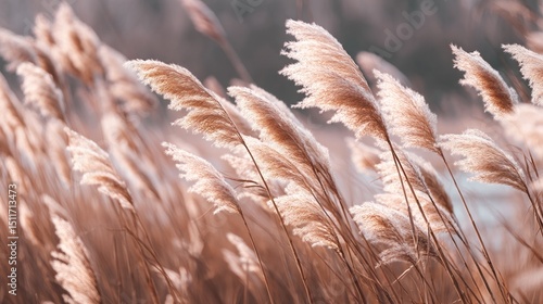Pampas grass swaying in soft pastel hues, a dreamy boho landscape of serene natural beauty