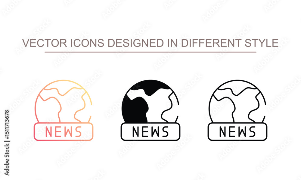 World News icon design with white background stock illustration World News icon design with white background stock illustration