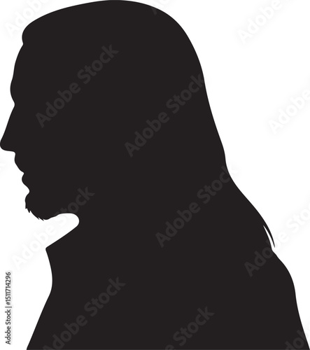 Profile Silhouette of a Man with Long Hair and Beard